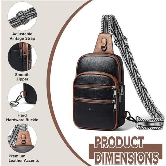 Crossbody Bags for Women Men Sling Bag 5 Pockets Fanny Pack Sling Backpack - Picture 6 of 6